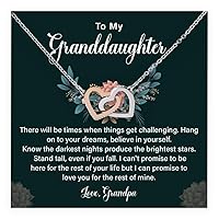 To My Granddaughter Necklace From Grandpa, Gift For Her Birthday Graduation Wedding Day, Interlocking Heart Jewelry For Granddaughter, Beautiful Present For Adult Granddaughter With Amazing Message Card And Stunning Box