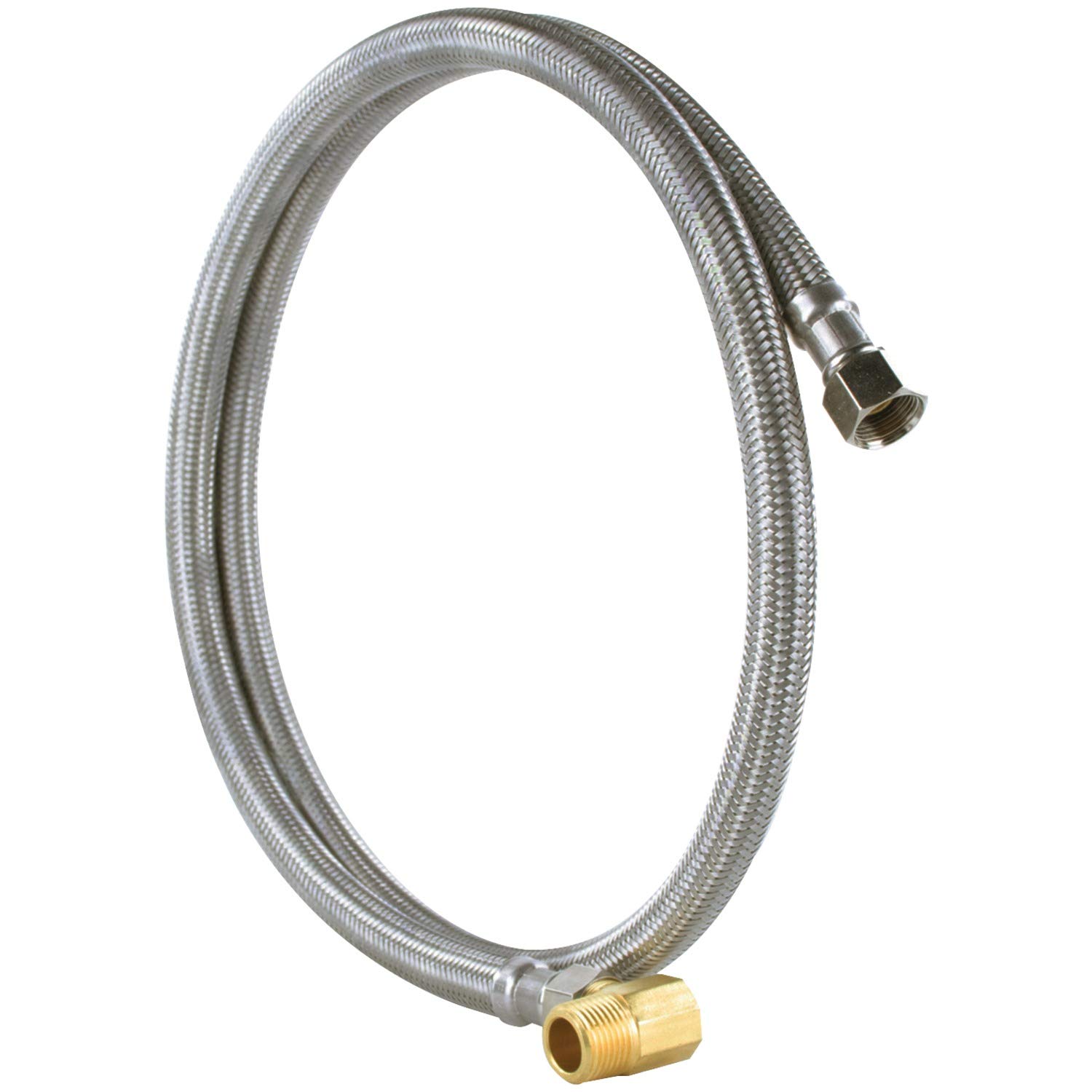 Certified Appliance Accessories Dishwasher Hose with 90 Degree MIP Elbow, Water Supply Line, 10 Feet, PVC Core with Premium Braided Stainless Steel, DW120SSBL