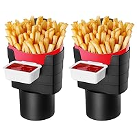 JSCARLIFE Universal French Fry Holder and Sauce Holder Set, Fast Food Holders, Plastic Phone Mount Car Accessories for Women (2)