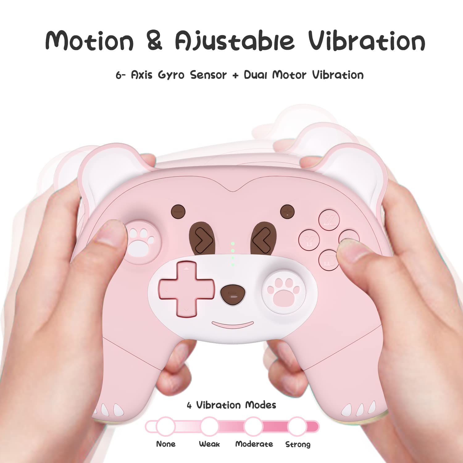Mytrix Cute Wireless Controller for Switch/Switch Lite/Switch OLED, Pro Controller Wireless Switch Gamepad Bundle with Breathing Light, Macro, Headphone Jack, Turbo-Pink Berry