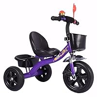 BicycleTricycle Child Bike Portable Baby Stroller with Backrest with Rear Basket Children Gift (Color : Green) (Color : Purple)