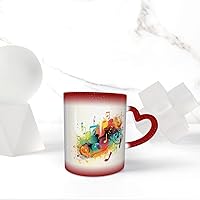 Abstract Music Themed Print Coffee Mug 13 oz Heat Sensitive Color Changing Mug Cute Ceramic Mug For Women Men