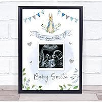 The Card Zoo Peter Rabbit Baby Boy Blue Pregnancy Reveal Due Date Scan Picture Photo Print
