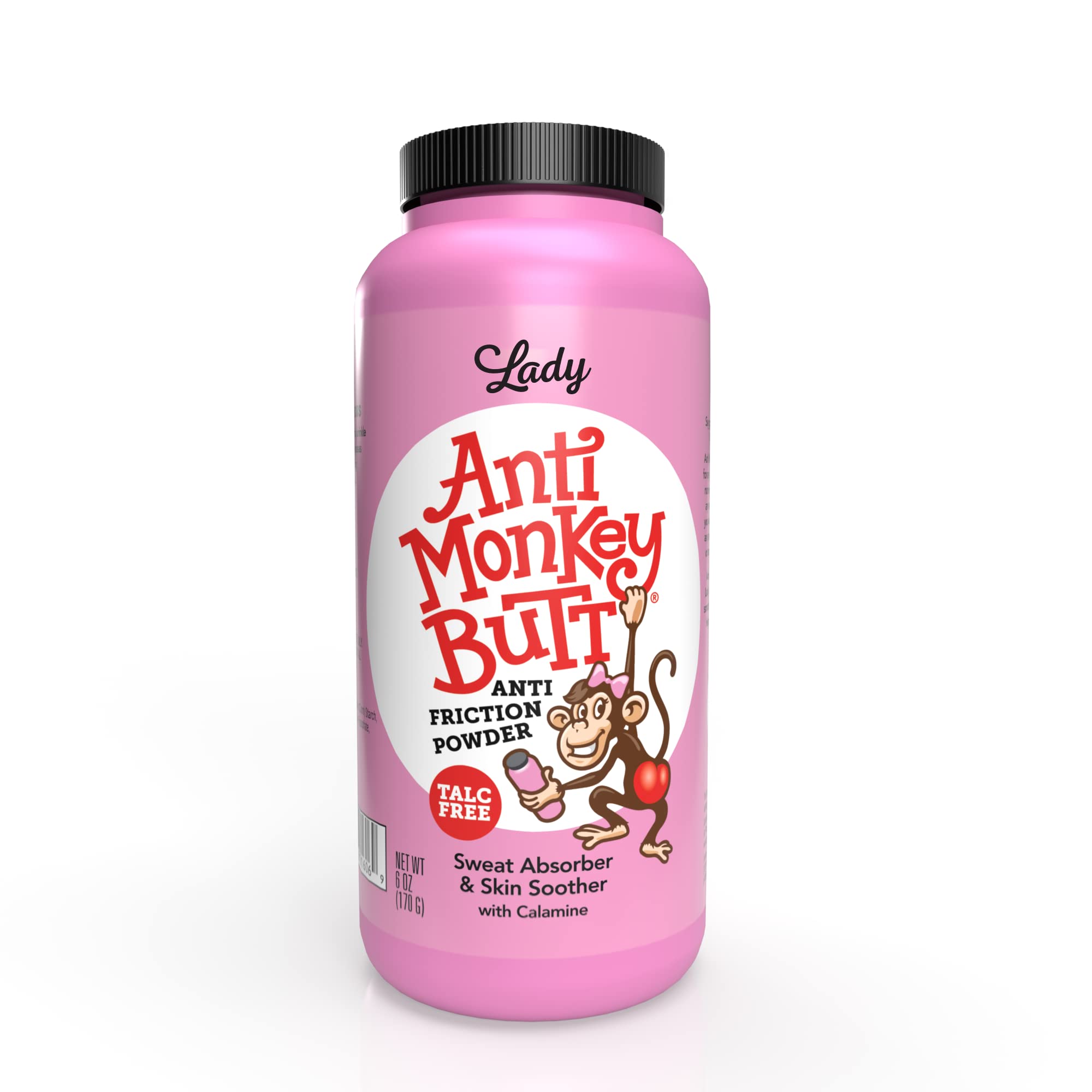 Lady Anti Monkey Butt | Women's Body Powder with Calamine | Prevents Chafing and Absorbs Sweat | Talc Free | 6 Ounces