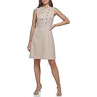 Tommy Hilfiger Women's A-line Shift Double Breasted Dress, Khaki