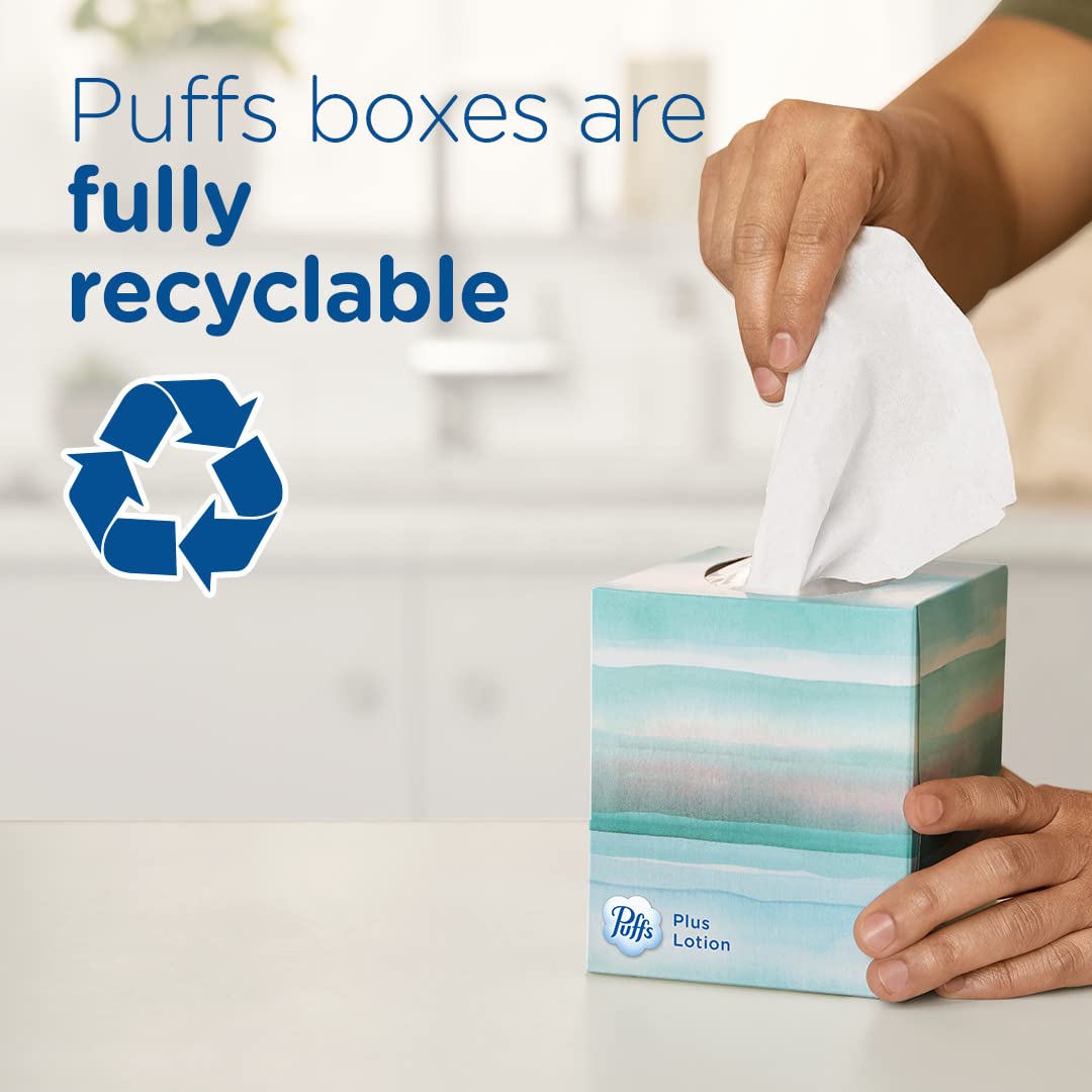 Puffs Plus Lotion Facial Tissues, 10 Cubes, 56 Tissues Per Box (Packaging May Vary)