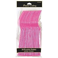 Elegant Bright Pink Plastic Fork (Pack Of 20) - Eco-Friendly, Durable & Eye-catching, Perfect For Parties & Events