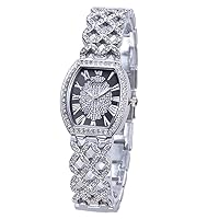 Watches Women Luxury Brand Quartz-Watch Fashion Women Hollow Wristwatches Gold Bracelet Ladies Watch（Silver）