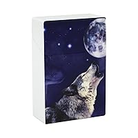Wolf Howling at The Moon Cigarette Case for Women and Men Fashion Waterproof Protective Box Top Closure Gifts
