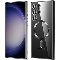 For Samsung Galaxy S23 Ultra Case（only）, Covers for s23u .Magnetic Metallic Glossy Slim Clear Luxury Soft Shockproof funda capa para for Galaxy S23 Ultra 6.8 inch .Compatible with MagSafe(Black)