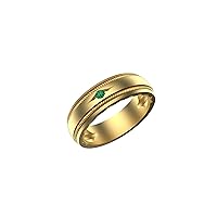 0.12 Ctw Natural Emerald Band Emerald Man's Ring Engagement Wedding Band