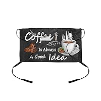 Afternoon Tea Coffee Farmhoue Coffee Bean Half Waist Apron with 3 Pockets for Waitress Waiter Server,Kitchen Bistro Restaurant Chef Cooking BBQ Apron,Black Backdrop Kids Women Men Craft Grill Apron