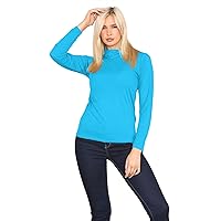 New Womens Plain Ribbed Knitted Polo Turtle Neck Stretch Long Sleeve Jumper Top