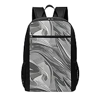 BREAUX Abstract Gray Print Simple Sports Backpack, Unisex Lightweight Casual Backpack, 17 Inches