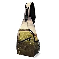 Chest Bag Sling Bag for Men Women Soccer Ball on A Field Sport Sling Backpack Lightweight Shoulder Bag for Travel