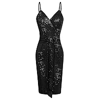 GRACE KARIN V Neck Sequin Dresses for Women Party Night Club Sparkle Dress 2024