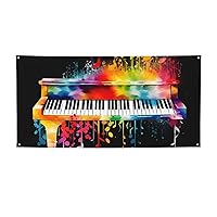 Banner Personalized Party Banners Colorful Piano Keyboard Music Note Large Banners With Four Metal Round Holes Banner Home Decoration for Birthday Lndoor Outdoo Signs for Business Party Decoration