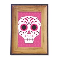 Pink Eyes Skull Mexico National Culture Illustration Photo Frame Exhibition Display Art Desktop Painting