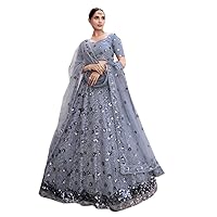 Indian/Pakistani Women Bridal Wear Stunning Soft Net Lehenga Choli Dress S1 f