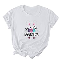 Women Happy Easter T Shirt Bunny Rabbit Graphic T-Shirt Funny Letter Egg Printed T Shirts Christian Short Sleeve Tops