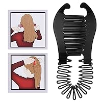 1PC Bendable Plastic Hair Comb Ponytailer Hair Styling Tool Modern Banana Clip Interlocking Comb French Side Comb For Women Girls DIY Hair Style(Black)