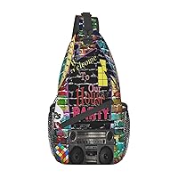 80s 90s Retro Pattern Sling Backpack Chest Bag Crossbody Shoulder Bag Gym Cycling Travel Hiking Daypack For Men Women