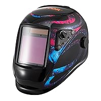 VEVOR Welding Helmet Auto Darkening True Color, Welding Hood Solar Powered, Welding Mask 4 Arc Sensor, Wide Shade 5-8/9-13 for TIG MIG ARC Weld Grinding