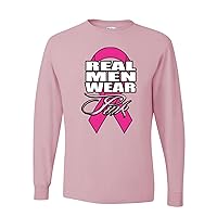 Real Men Wear Pink Breast Cancer Awareness Graphic Mens Long Sleeves