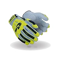 MAGID TRX747 Windstorm Series Impact Gloves | ANSI A6 Cut Resistant Hi-Viz Safety Work Gloves with Cool Mesh Venting, Salt & Pepper, Size 6/XS (2 Pairs)