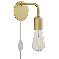 Linea di Liara Trasso Gold Plug in Wall Sconce Lighting Fixture Wall Mounted Lamp with On/Off Switch Modern Wall Lamp with Plug in Cord Wall Light Bedroom Wall Sconce, LED Bulb Included, UL Listed