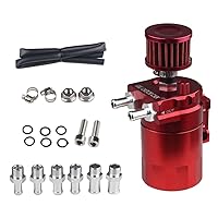 iTecOE Oil Catch Can Kit Reservoir Baffled Tank with Breather Filter Universal Aluminum Red 