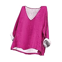 Summer Loose Basic Tee Tops Womens Scoop Neck Long Sleeve Shirts Plus Size Casual Plain Street Blouses for Going Out