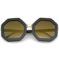 zeroUV Retro Metal Nose Bridge Octagon Shape Oversize Sunglasses 53mm