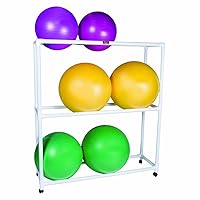 CanDo 30-1832 Inflatable Exercise Ball, Accessory, PVC Mobile Floor Rack, 3 Shelf, 62