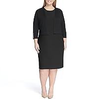 Tommy Hilfiger Women's Plus Size Button Sleeve Shrug, Black