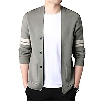 Top Grade Knit Men Cardigan Sweater Korean Casual Plain Coats Jacket Clothing