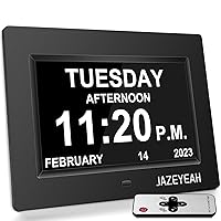 Digtal Clocks with Day and Date of Week for Seniors,12 Alarm Settings, Large Time Display, Auto Dimmable - Best Gift for Elderly