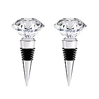 Crystal Wine and Beverage Bottle Stopper Corks for Wine, Made of Zinc Alloy and Glass, Decorative and Reusable Diamond Plug with Gift Box, Multi-Option (2pcs Crystal)
