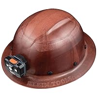 Klein Tools Hard Hat, Full Brim Class G KONSTRUCT Series Hard Hat with Rechargeable, Top Pad, Brown