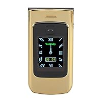 Unlocked Senior Flip Phone, Large Volume 2G Mobile Phone, 4800mAh Battery Rugged Phone for Elderly, Dual Card Dual Standby, Dual Screen Display, SOS Function (Gold)
