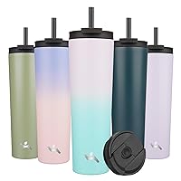 34OZ Insulated Tumbler with Lid and 2 Straws Stainless Steel Water Bottle Vacuum Travel Mug Coffee Cup,Oasis