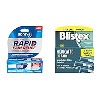 Abreva Cold Sore Treatment Rapid Relief Cream Tube + Blistex Medicated Lip Balm, 0.15 Ounce, 3 Count Prevent Dryness & Chapping