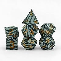 STATU3D Polyhedral Nylon DND Dice Set, 7 Piece 3D Printed Dice Set for Dungeons and Dragons RPG & Table Top Gaming, Exotic Zebra Print Design