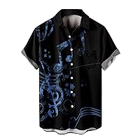 Fitted T Shirts Men Mens Fashion Casual Beach Seaside Retro Rock Style 3D Digital Printing Mens Stage Clothes