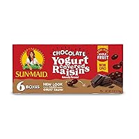 Sun-Maid Chocolate Yogurt Coated Raisins - (6 Pack) 1 oz Snack-Size Box - Yogurt Covered Dried Fruit Snack for Lunches and Snacks