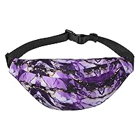 purple marble Adjustable Belt Hip Bum Bag Fashion Water Resistant Hiking Waist Bag for Traveling Casual Running Hiking Cycling