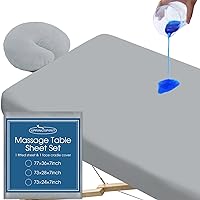 Massage Table Sheets 100% Waterproof 2-Piece Massage Table Cover Sets Multi-sizes Include Massage Fitted Sheet & Face Cradle Cover Ultra Soft & Skin-friendly Fit Massage Table & Facial Bed