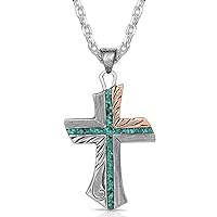 Montana Silversmiths Christian Faith Cross Men's Necklace (Inner Light Turquoise Cross Necklace)