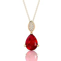 Ruby Pendant for Women, Gemstone, Birthsone, Pear Shape (10 Diamonds), Jewellery for Women, Gift for Mother/Sister/Wife