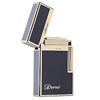 Derui/Delui Flint Gas Lighter, Luxury Gas Lighter, Flame Adjustment Screw, Portable, Convenient, Gift Packaging, Father's Day/Birthday/Holiday, Present, Men's Present (No Gas) (Gold)